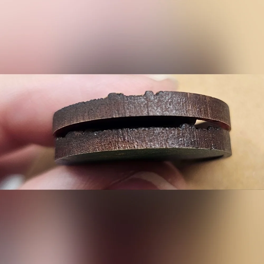 Hand Painted Sunset Mountain Trees Laser Cut Wood Dangle Earrings Round 1" - Picture 5 of 7